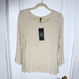 NWT The Limited 3/4 Bell Sleeve Button Detail Knit Blouse Luxe Collection Beige